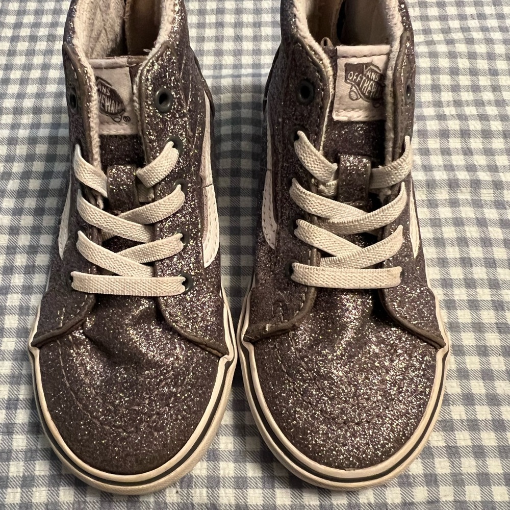 Toddler girls size 9 sparkle high-top vans